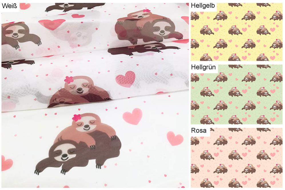 Voile Gardinenstoff - Schmuse-Faultier