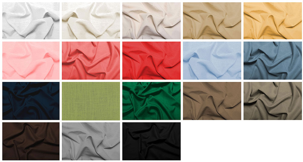 Leinen-Gardinen mit Viskose in vielen verschiedenen Farben