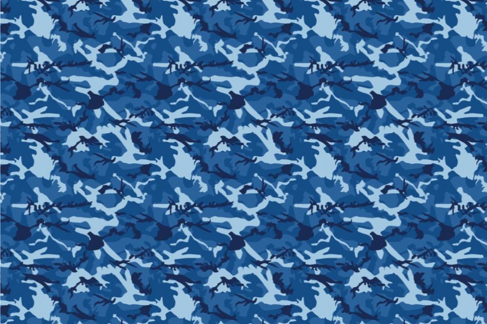 Wärmevorhang-Stoff - Camouflage Natur Blau