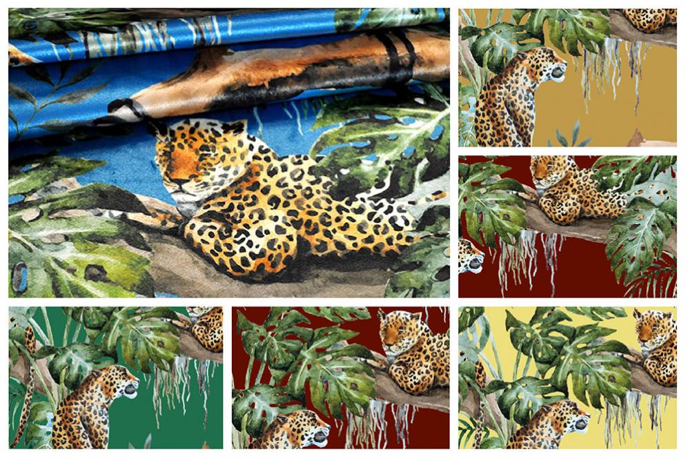Samtstoff - Leopard im Dschungel 