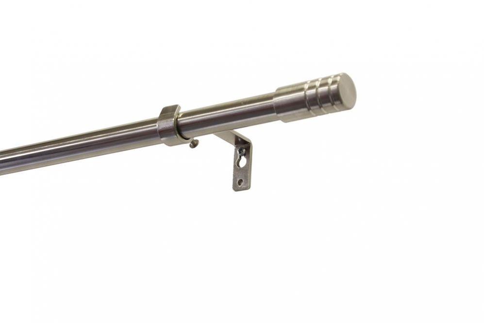 Stilgarnitur - Metall-Gardinenstange - Ø 16/19 mm - 120 - 210 cm - Zylinder - Edelstahl-Optik 