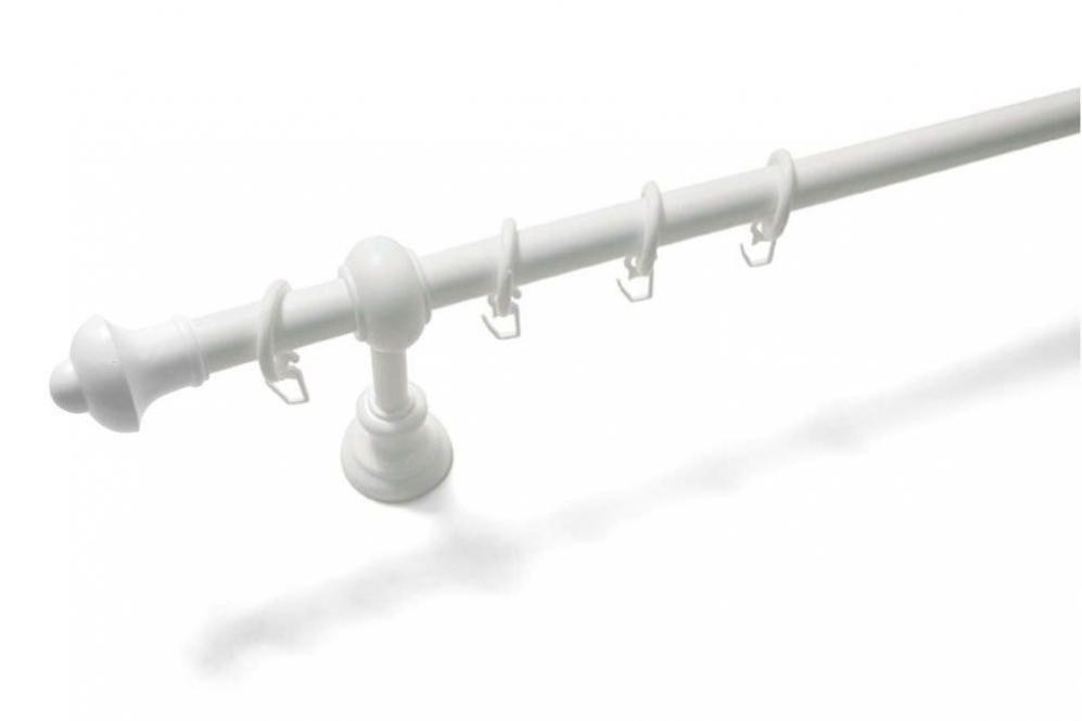 GARDINIA Stilgarnitur Bifo - Metall-/Kunststoff-Gardinenstange - Ø 28 mm - 120 cm - Weiß 