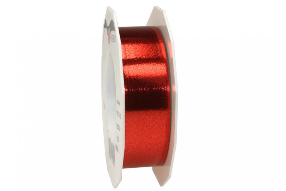 Metallicband - 25 mm -  25 m-Rolle - Rot 