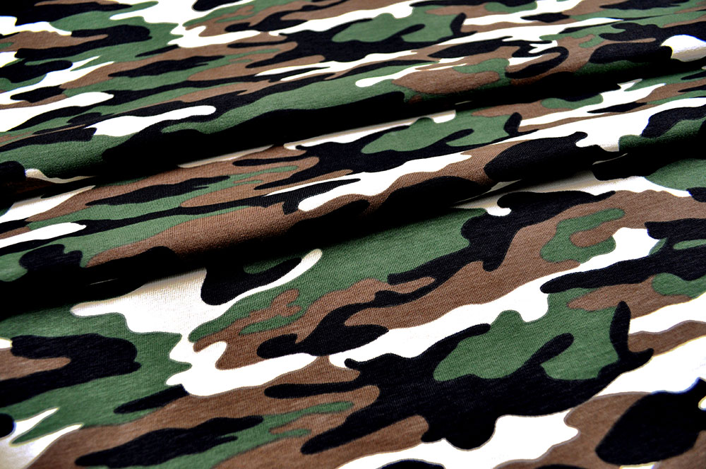 Jersey Camouflage - Creme/Grüntöne 