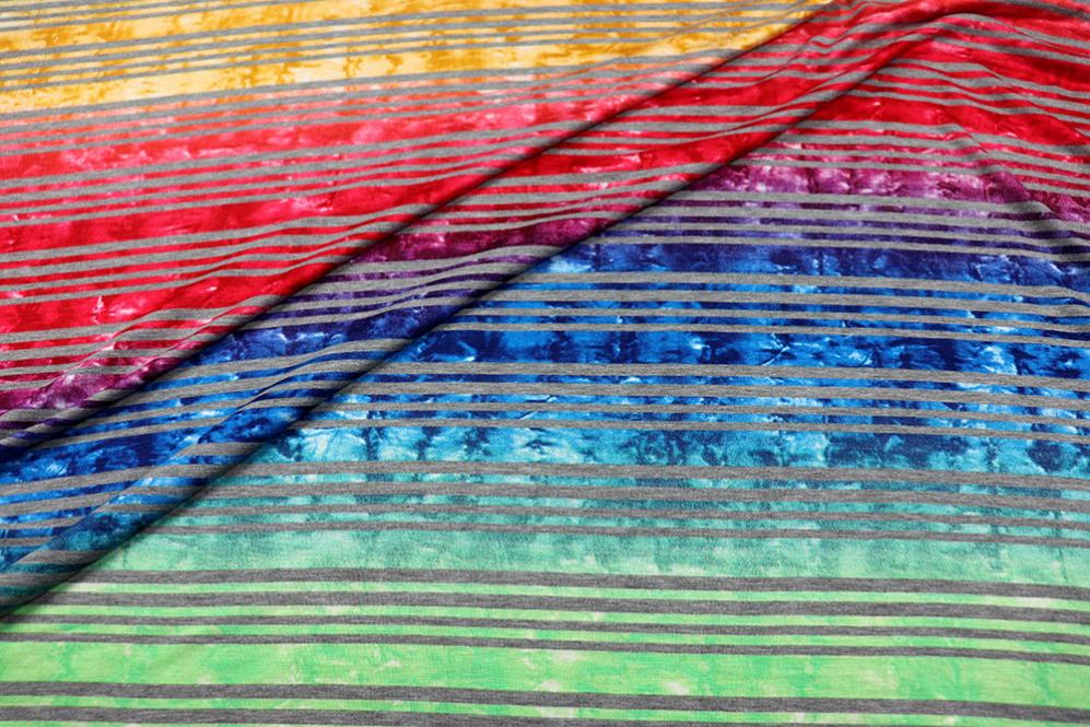 Viskosejersey - Rainbow Stripes 