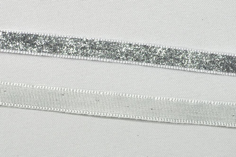 Lurex-Glitzerband - 1,3 cm breit - Meterware - Silber 
