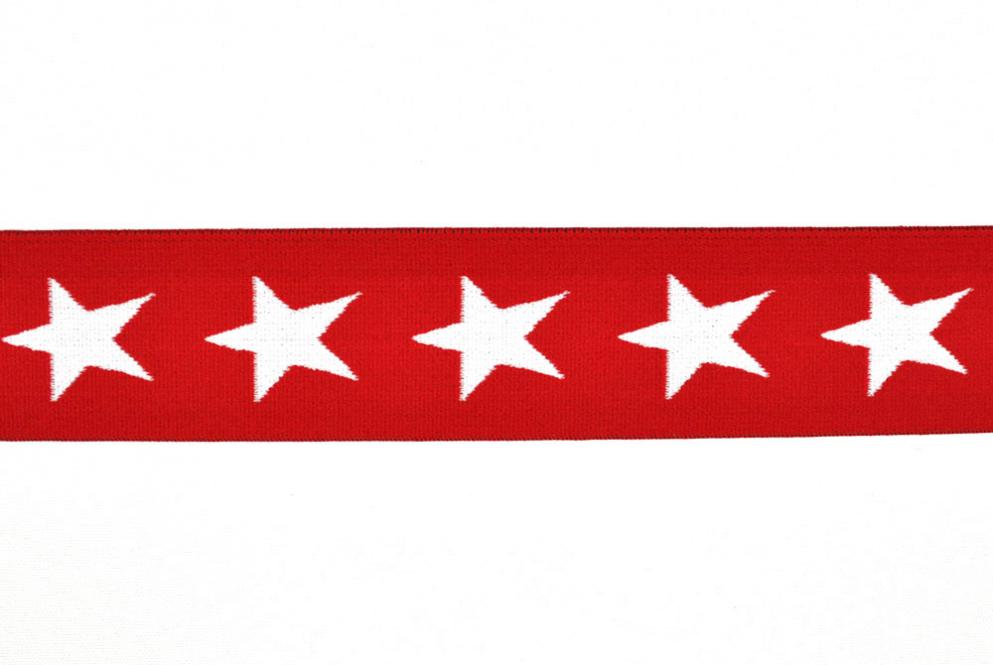 Gummiband - Sterne - 4 cm - Rot 