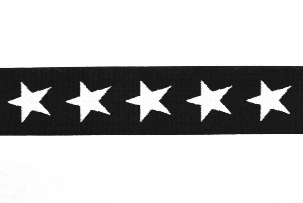 Gummiband - Sterne - 4 cm - Schwarz 
