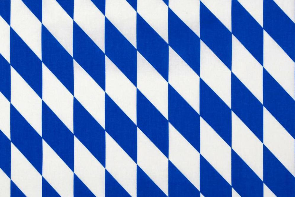 Baumwollstoff - Bayerische Raute groß - Weiß/Blau 