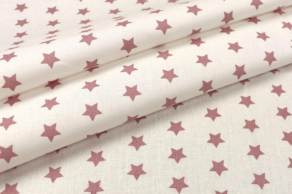 Baumwollstoff - Sterne - 295 cm - Weiß/Dusty Pink 