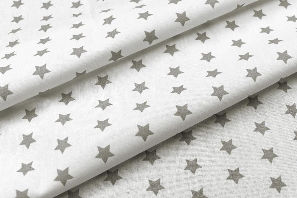 Baumwollstoff - Sterne - 295 cm - Weiß/Hellgrau 