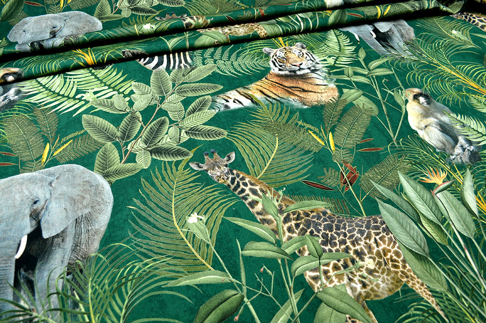 Dekostoff Digitaldruck - Dschungel-Tiere 