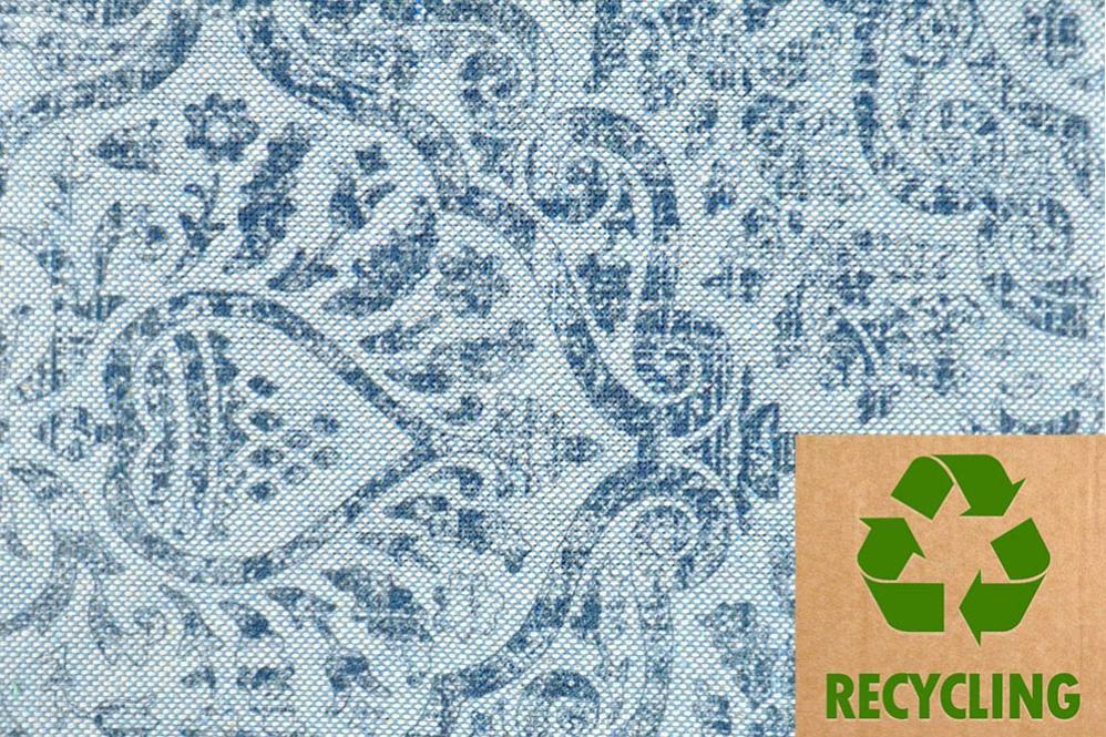 Recycling-Dekostoff - Vintage Barock - Blau - 280 cm 