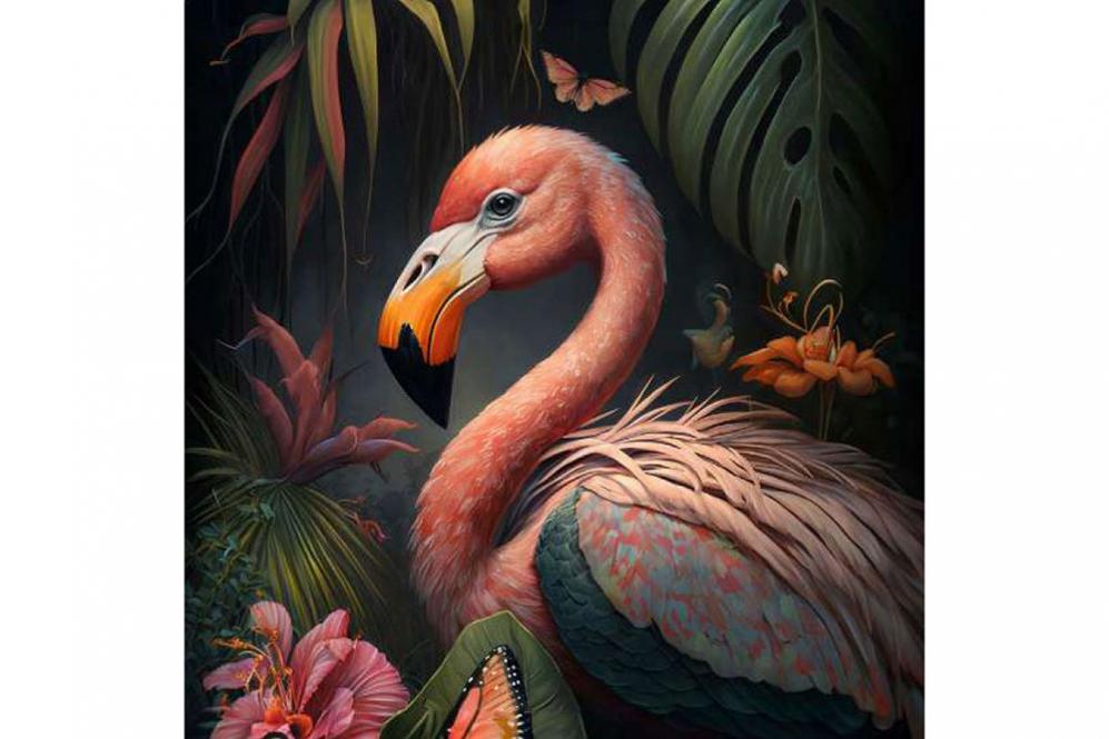 Premium-Samt - Panel - Flamingo Jungle 