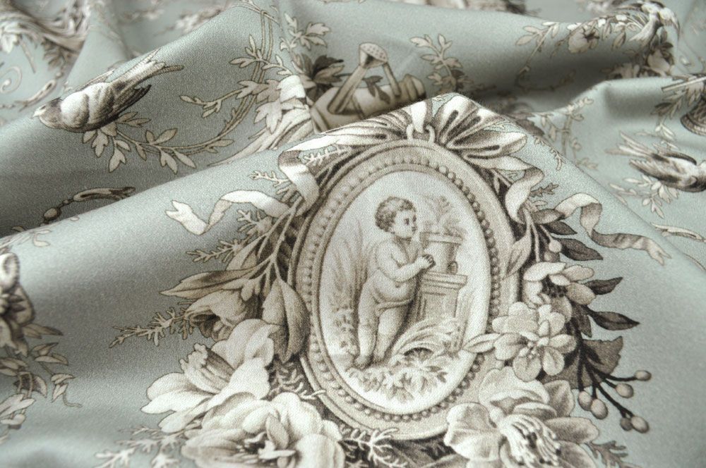 Dekostoff deluxe - Versailles - Toile Medallion - 280 cm - Grau 