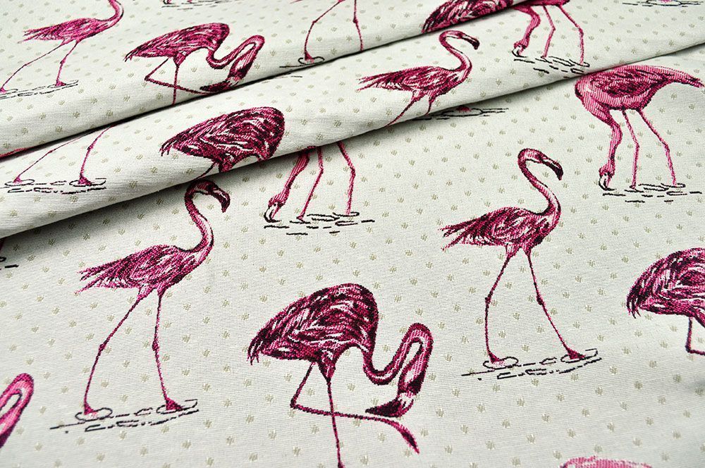 Dekostoff Jacquard - zweiseitig - Flamingo 