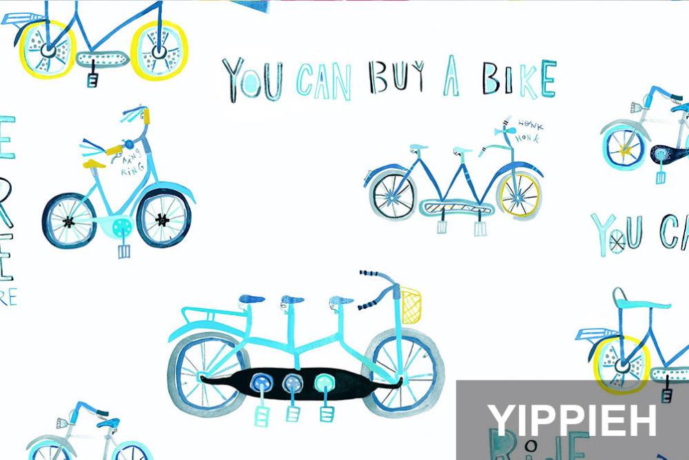 Dekostoff Baumwolle deluxe - Yippieh - Bikes Bleu - 280 cm 