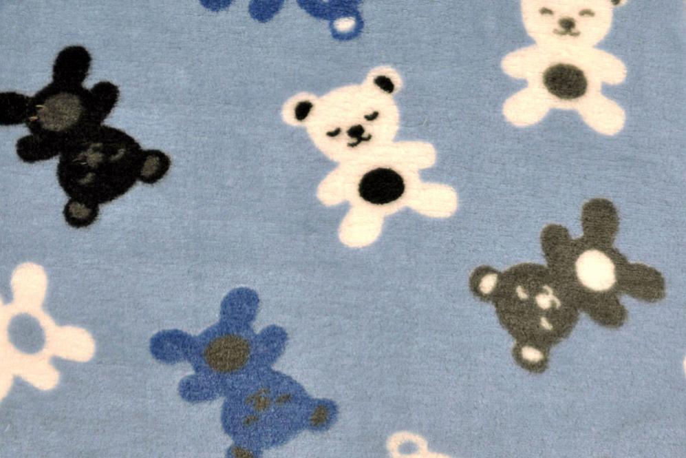 Wende-Wellness-Fleece - Teddys und Punkte - Blau 