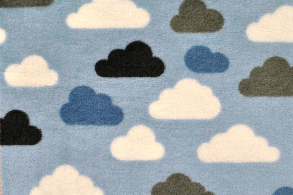 Wende-Wellness-Fleece - Wolken und Regentropfen - Blau 
