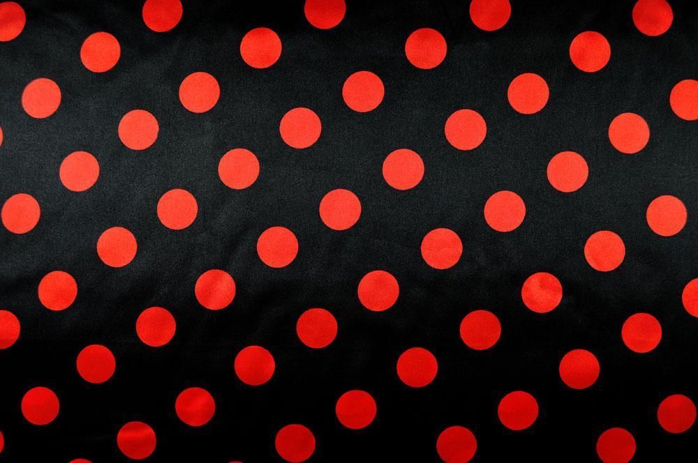 Satin - große Punkte - Schwarz/Rot 