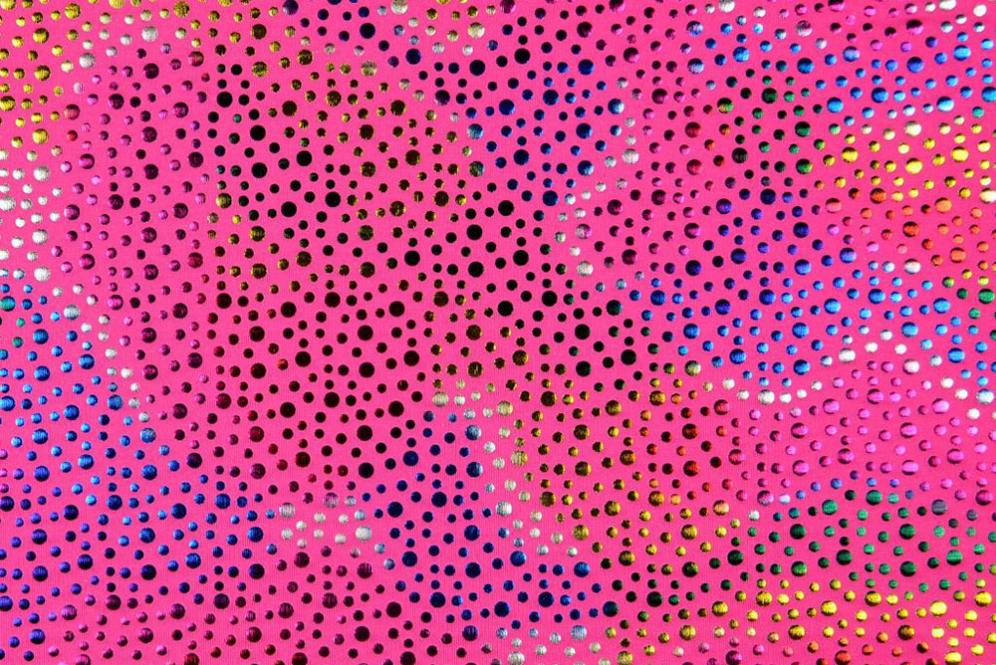 Tanzkleiderstoff Hologramm - Rainbow Dots - Pink 