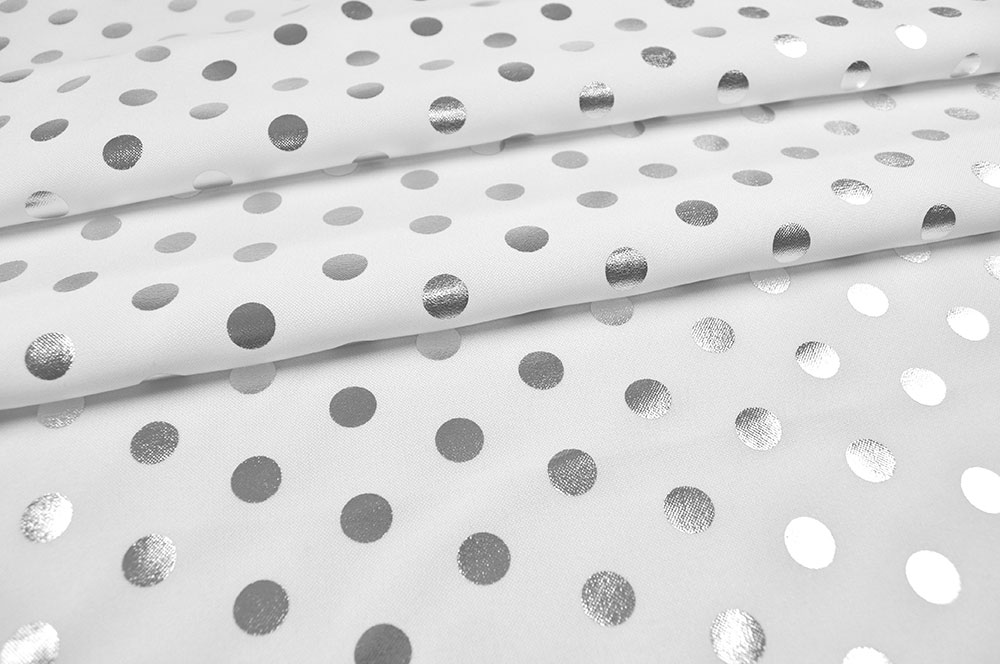 Universalstoff Shiny Dots - Weiß/Silber 