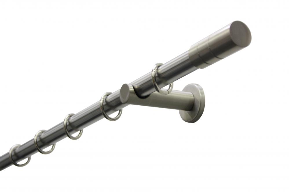 Stilgarnitur - Metall-Gardinenstange - Ø 20 mm - 120 cm - Zylinder - Edelstahl-Optik 