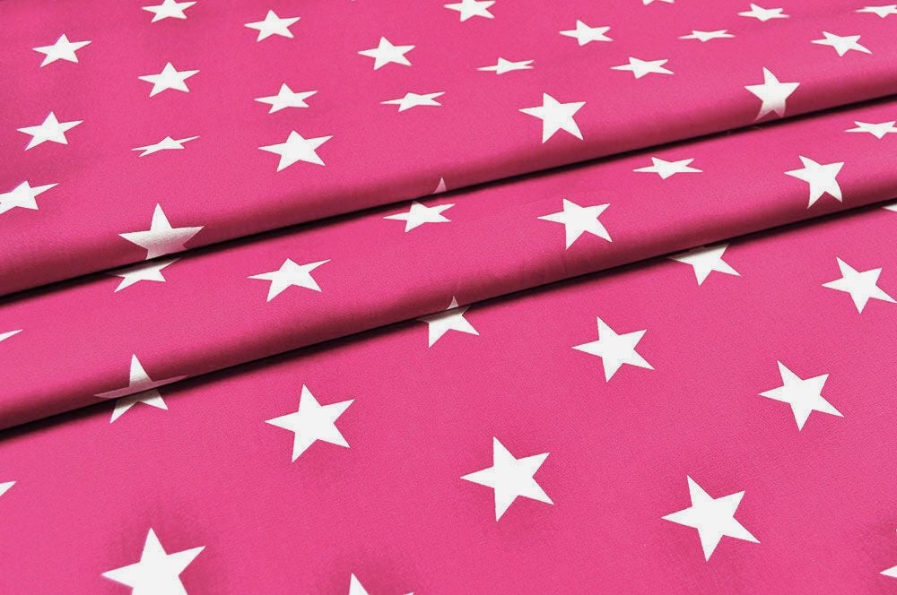 Patchwork-Stoff Léger - Big Stars - Pink/Weiß 