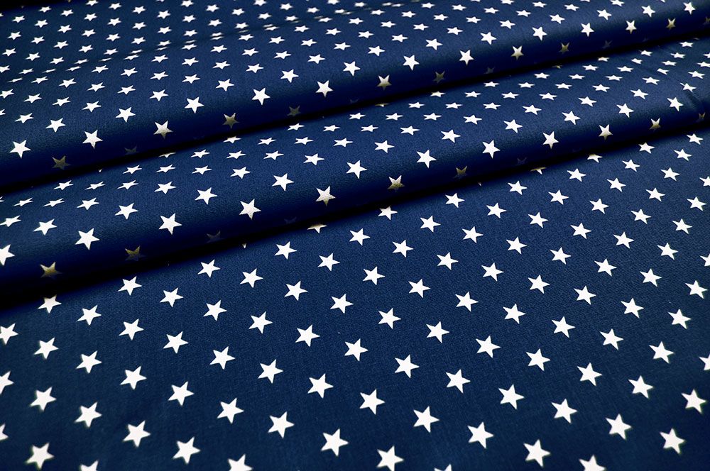 Patchwork-Stoff Léger - Small Stars - Nachtblau/Weiß 