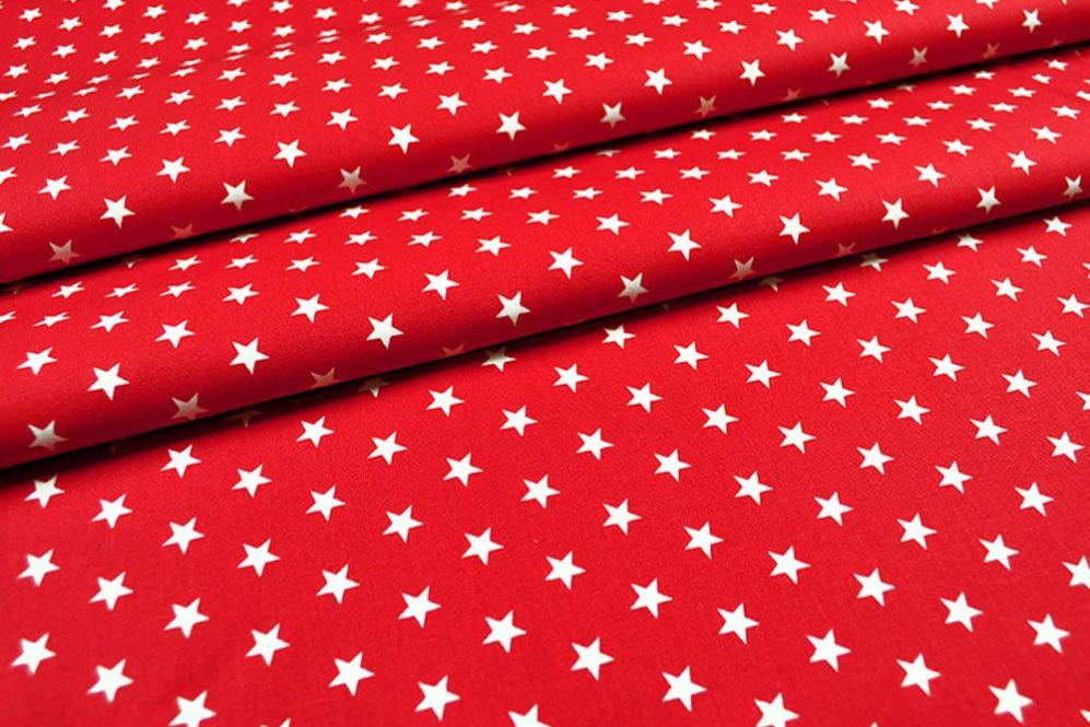 Patchwork-Stoff Léger - Small Stars - Rot/Weiß 