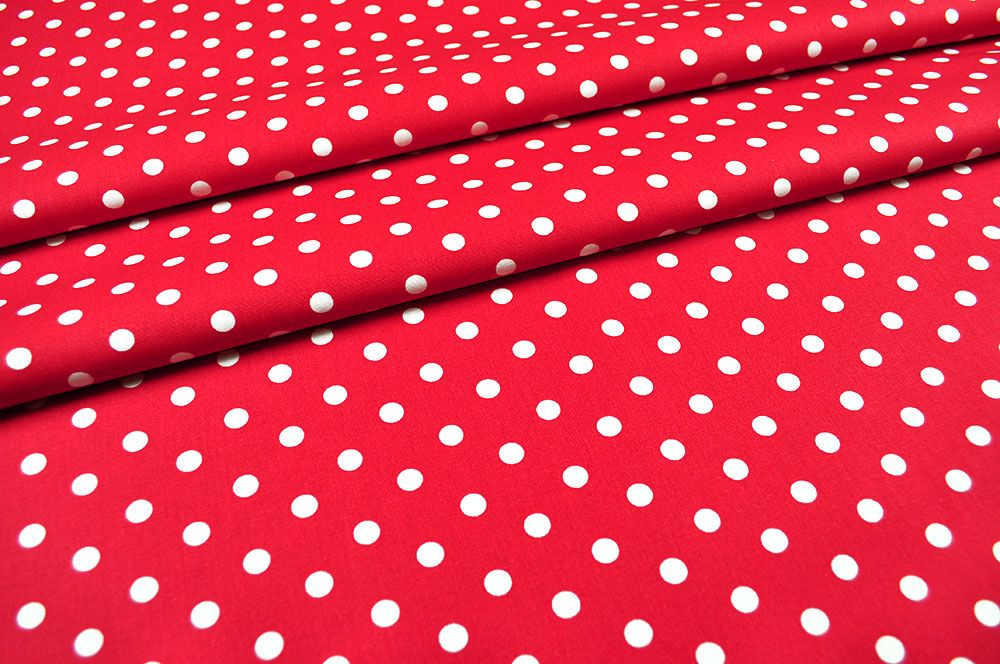 Patchwork-Stoff Léger - Big Dots - Rot/Weiß 