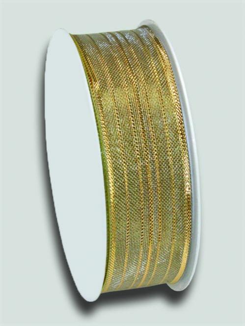 Goldband Streifen mit Draht 25 mm - 20 m Rolle 