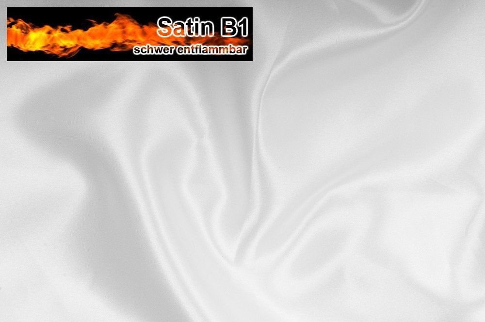 Satin B1 - schwer entflammbar - Weiß - 1,0 Meter 