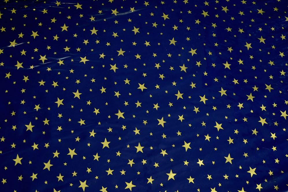 Lackfolie 130 cm - Sterne - Nachtblau/Gold - B-Ware 