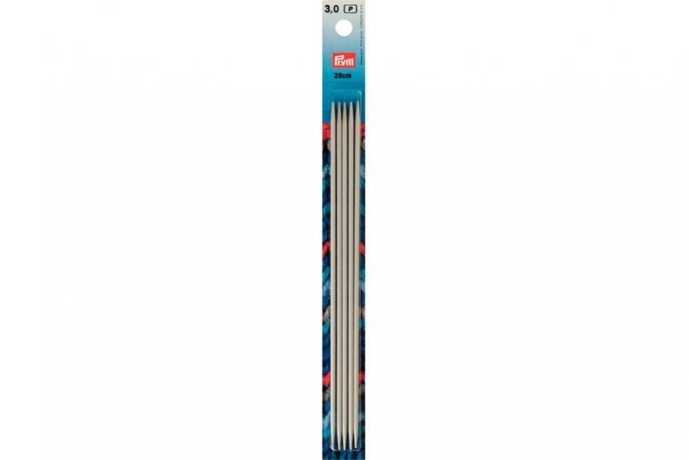 Strumpfstricknadeln Prym 20 cm - 3,0 mm Grau ALU 