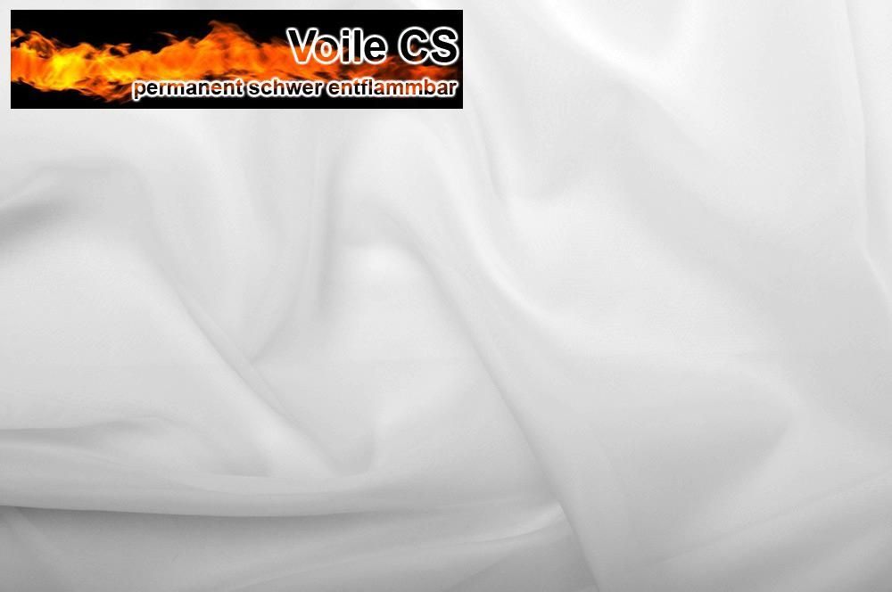 Fertig-Scheibengardine - Voile Trevira CS - permanent schwer entflammbar - a: 192,6 x b: 103 cm - Weiß 