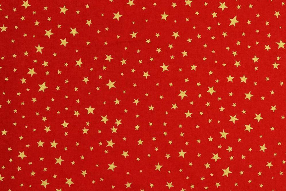 Glitzer-Weihnachtsstoff - Sterne - Rot 