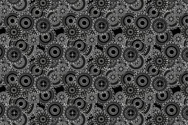 Dekostoff Steampunk - Zahnrad Black and White