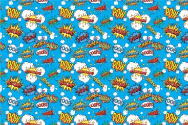Dekostoff- Comic Kaboom Blau