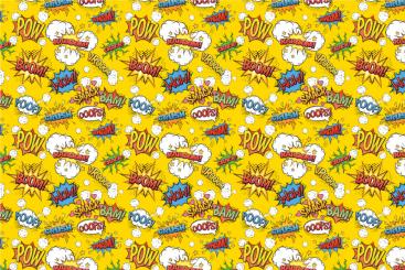 Dekostoff- Comic Kaboom Gelb