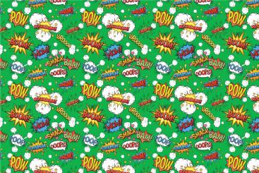 Dekostoff- Comic Kaboom Grün
