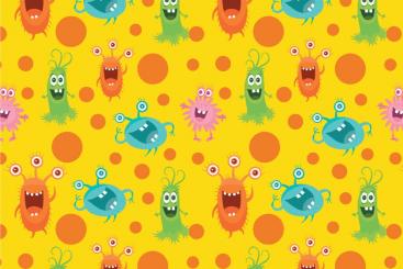 Frottee-Fleece - Monster-Familie Gelb 