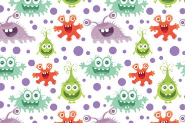 Voile - Lustige Monster Weiß