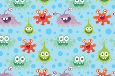 Voile - Lustige Monster Hellblau