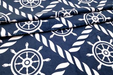 Frottee-Fleece - Marine-Welt Steuerrad/Seil 