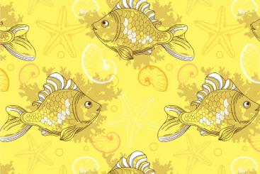 Dekostoff - Meeresbewohner Zitronengelb 