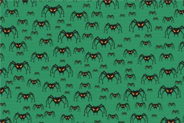 Universalstoff - Halloween-Spinnen Grün