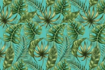 Blackout perm. schwer entflammbar - Monstera-Wald Türkis