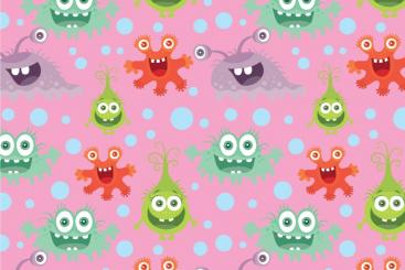 Baumwollstoff - Lustige Monster Rosa