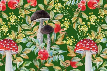 Dekostoff - Herbst-Wald Grün